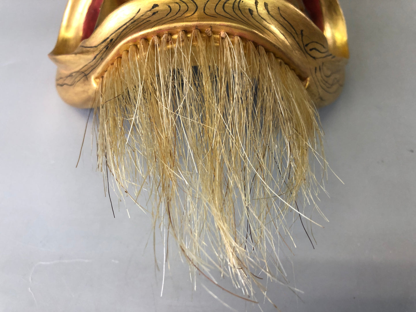 Y7388 NOH MASK Shishiguchi signed bag Japan antique traditional dance drama omen