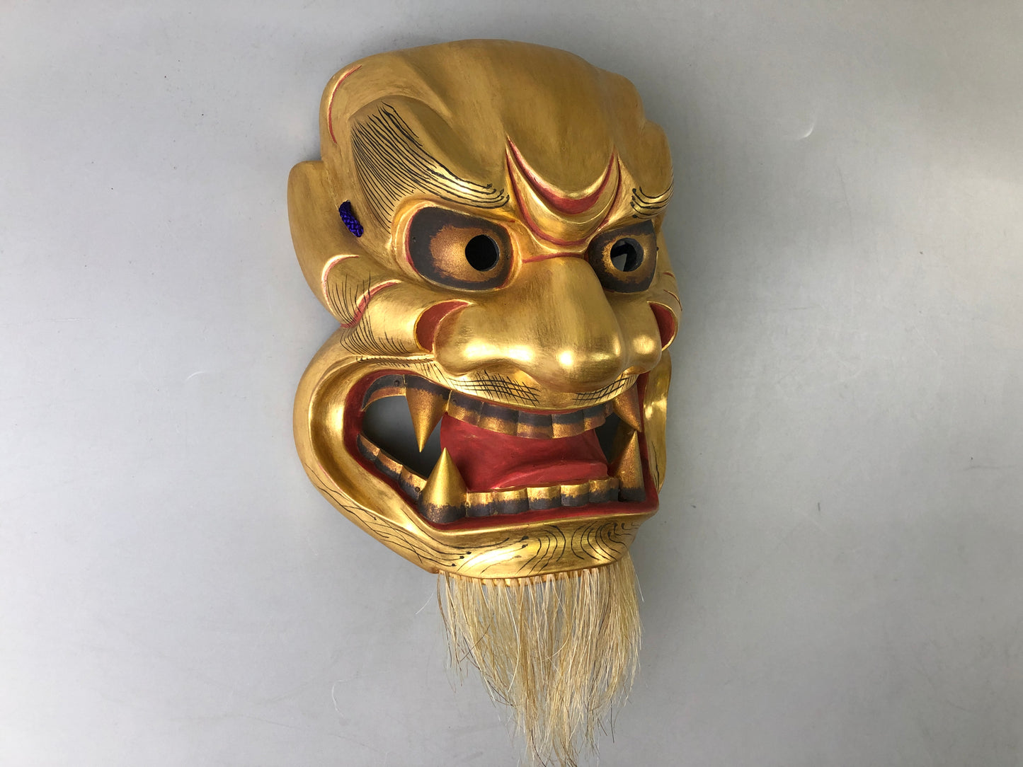 Y7388 NOH MASK Shishiguchi signed bag Japan antique traditional dance drama omen