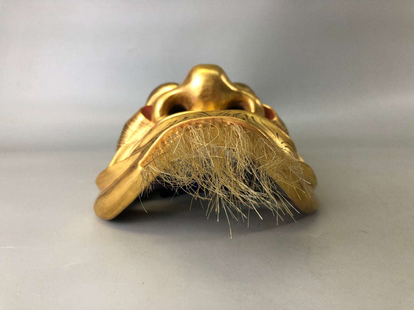 Y7388 NOH MASK Shishiguchi signed bag Japan antique traditional dance drama omen