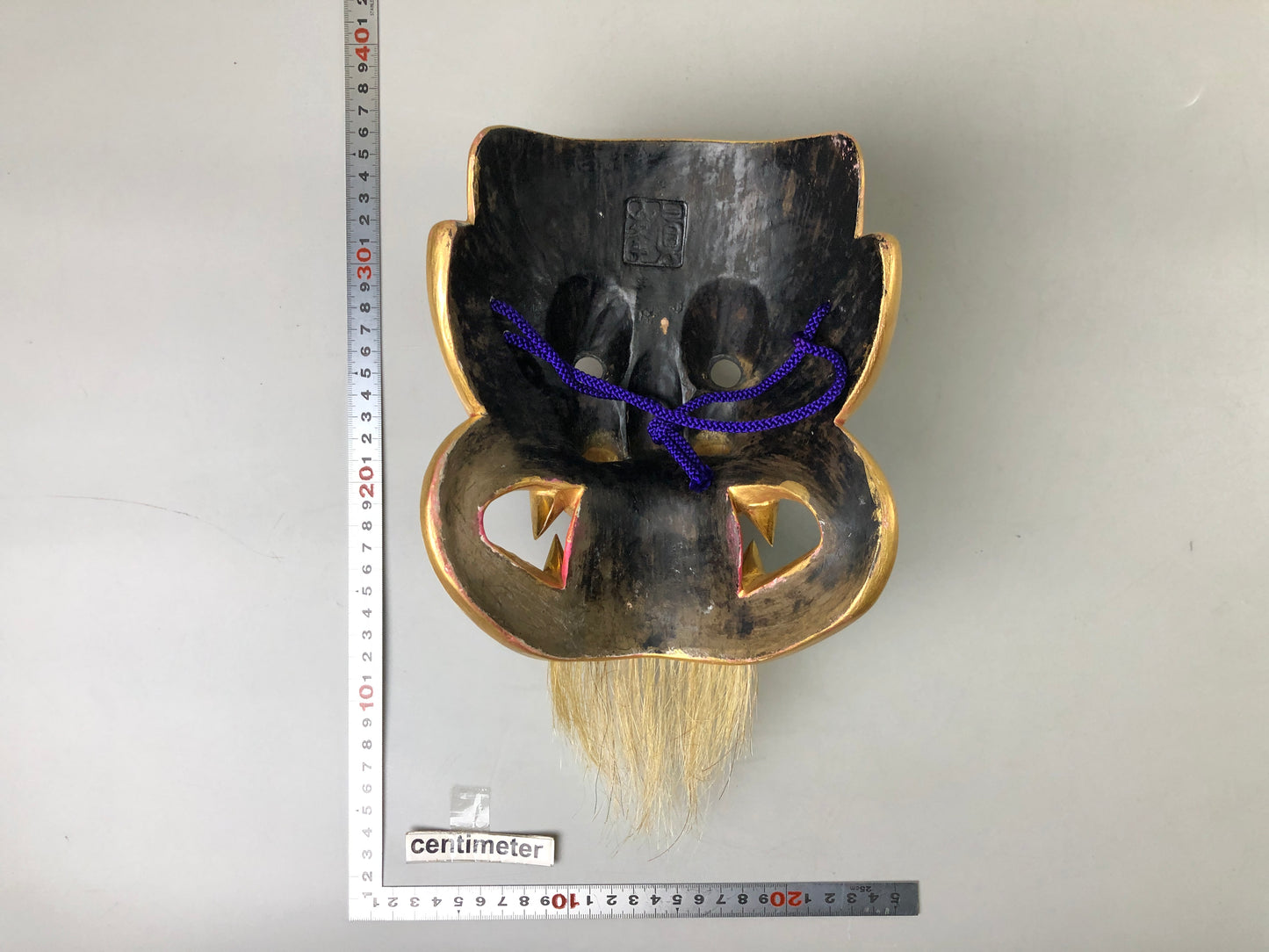Y7388 NOH MASK Shishiguchi signed bag Japan antique traditional dance drama omen