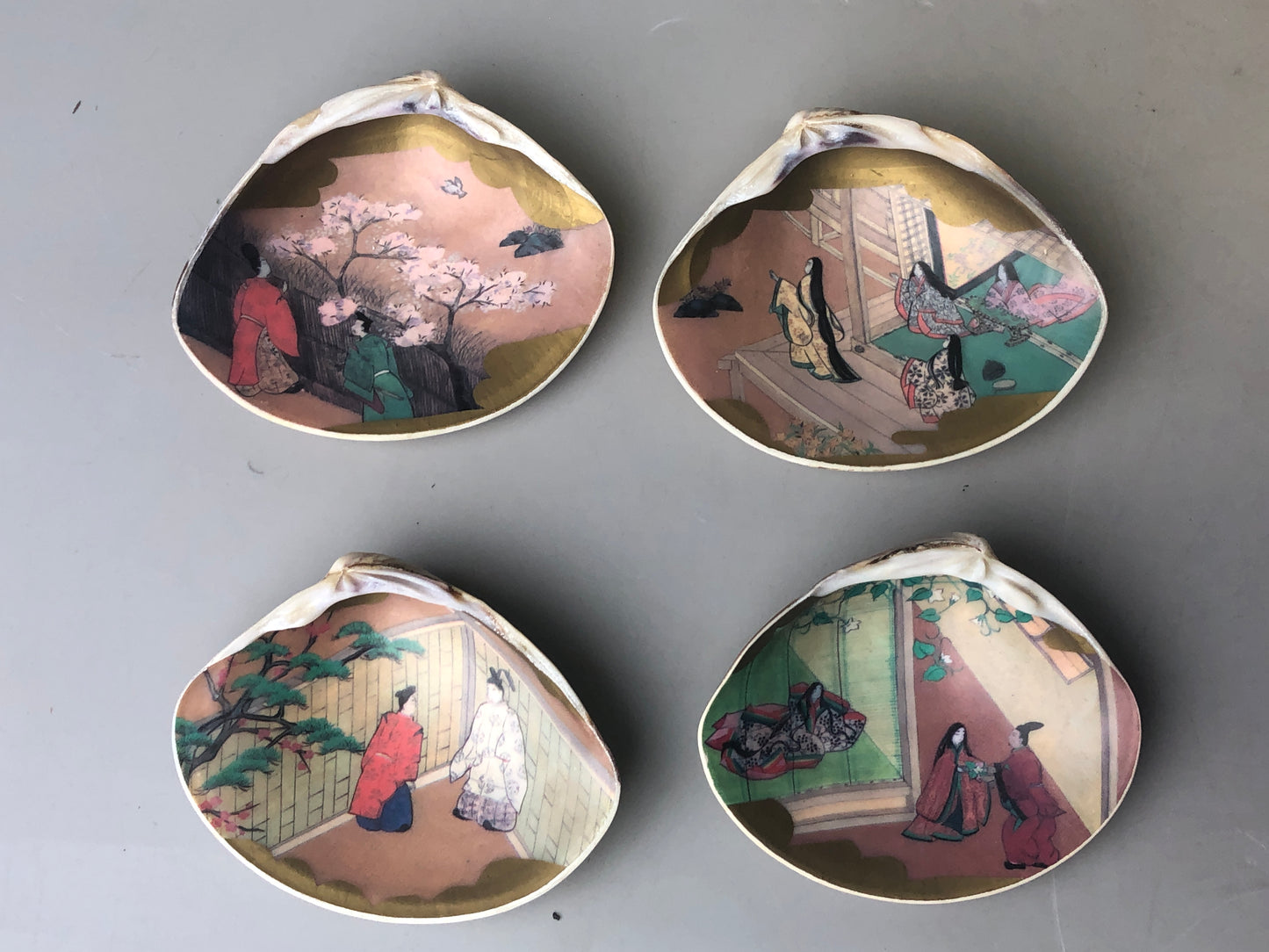 Y7396 KAI AWASE Heian shell matching game 12 pieces Japan antique traditional