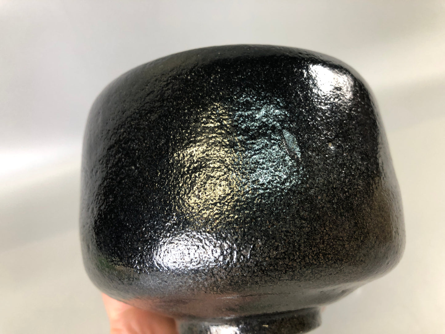 Y7404 CHAWAN Raku-ware black bowl signed box Japan antique tea ceremony pottery