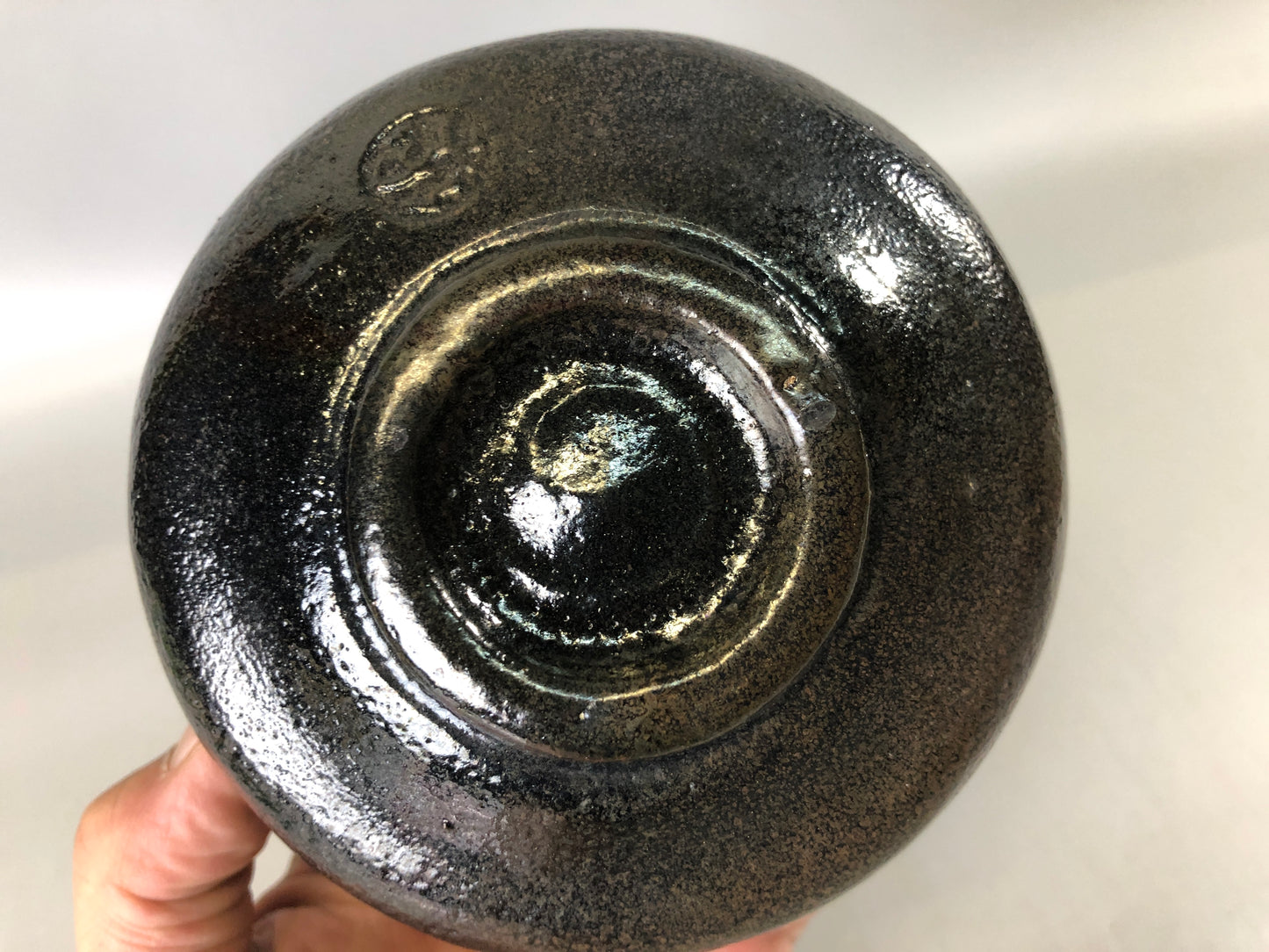Y7404 CHAWAN Raku-ware black bowl signed box Japan antique tea ceremony pottery