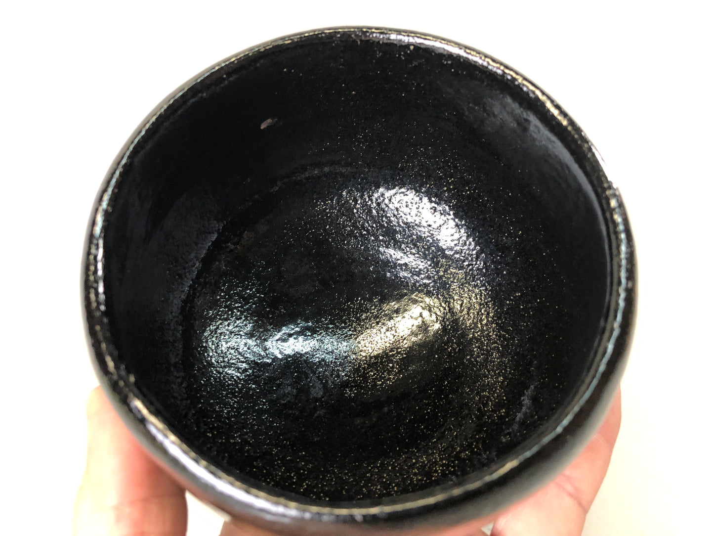 Y7404 CHAWAN Raku-ware black bowl signed box Japan antique tea ceremony pottery