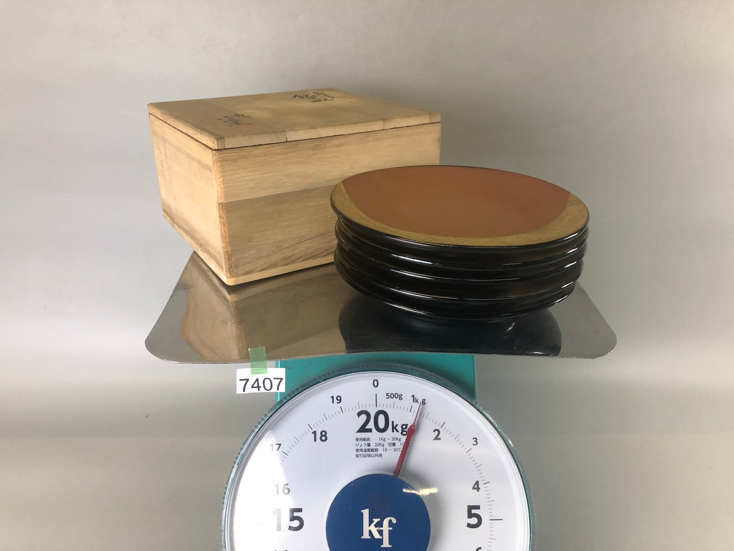 Y7407 DISH Seto-ware Serving plate set of 5 signed box Japan antique tableware