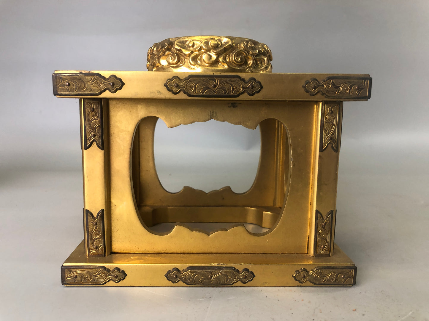 Y7410 ORIN Brass Bell gold coating metal fittings stand Japan antique Buddhism