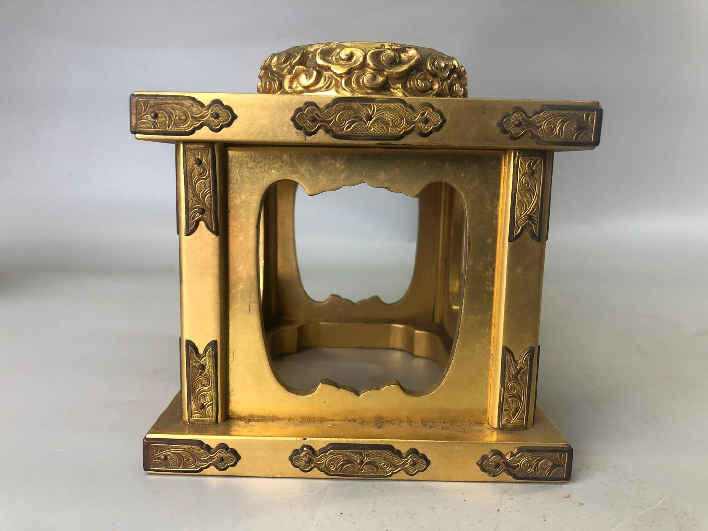 Y7410 ORIN Brass Bell gold coating metal fittings stand Japan antique Buddhism