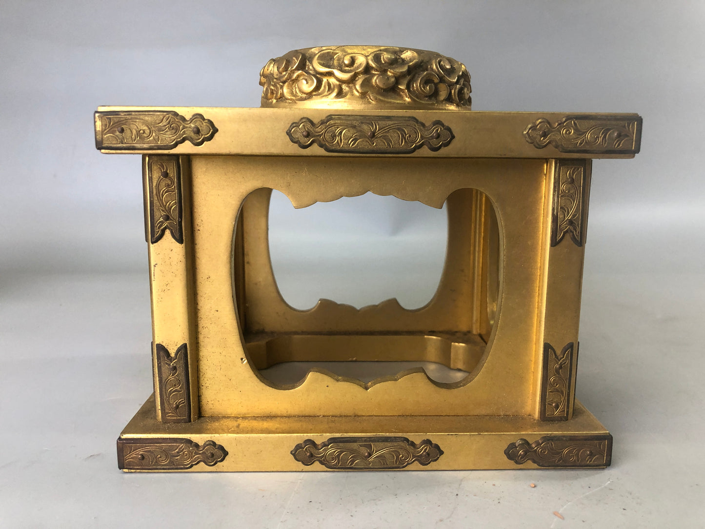 Y7410 ORIN Brass Bell gold coating metal fittings stand Japan antique Buddhism