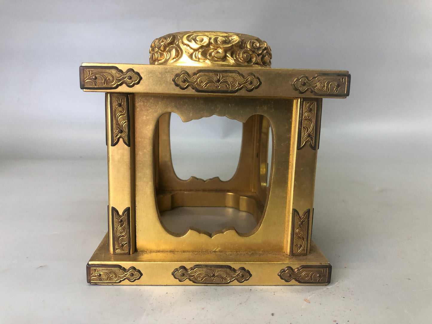 Y7410 ORIN Brass Bell gold coating metal fittings stand Japan antique Buddhism