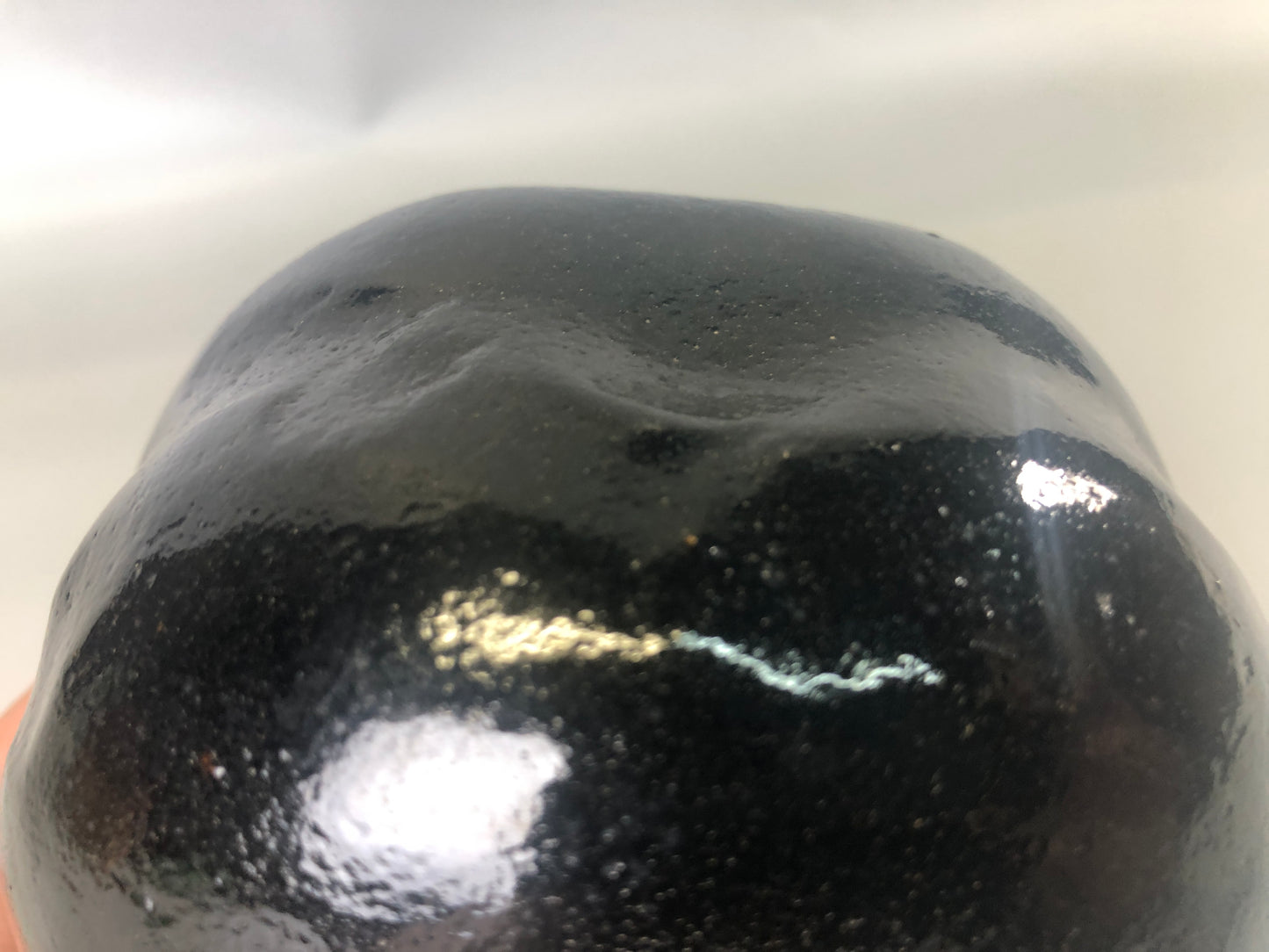 Y7413 CHAWAN Raku-ware black bowl signed box Japan antique tea ceremony pottery