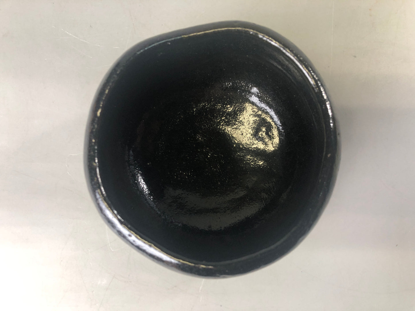Y7413 CHAWAN Raku-ware black bowl signed box Japan antique tea ceremony pottery