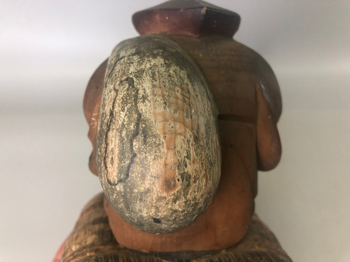 Y7414 STATUE wood carving Daikoku God of Wealth figurine Japan antique interior
