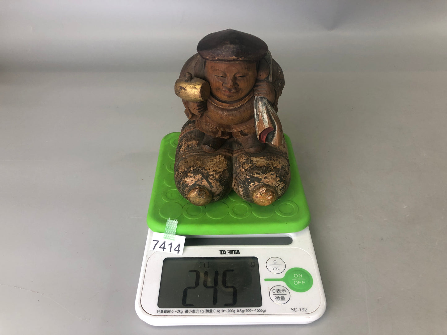 Y7414 STATUE wood carving Daikoku God of Wealth figurine Japan antique interior