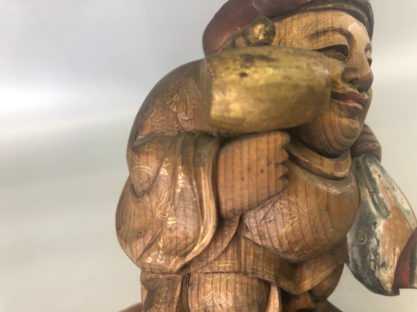 Y7414 STATUE wood carving Daikoku God of Wealth figurine Japan antique interior