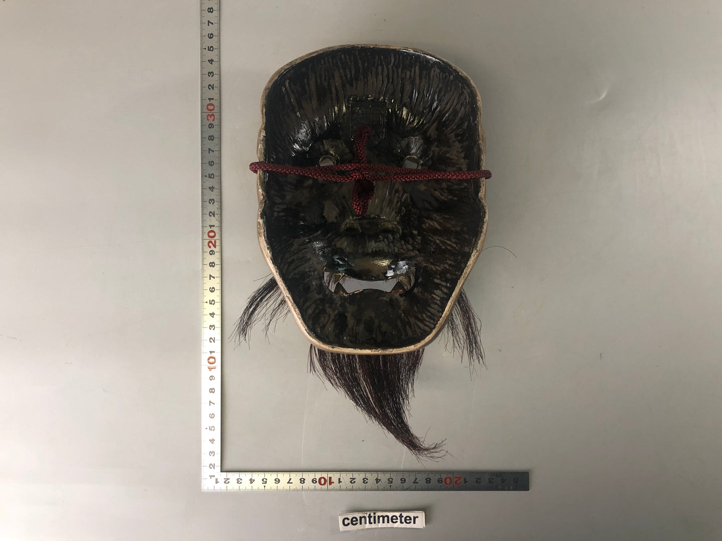 Y7415 NOH MASK wood carving signed bag Japan antique traditional dance drama men