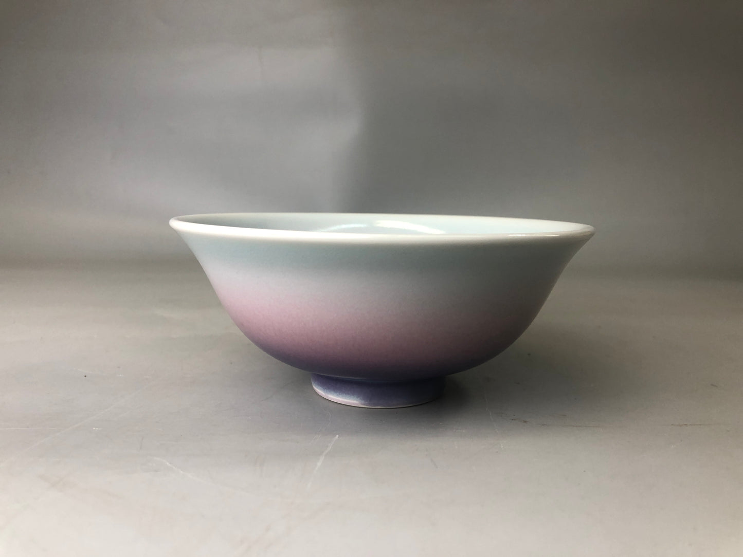 Y7427 CHAWAN Kyo-ware flat bowl signed box Japan antique tea ceremony pottery
