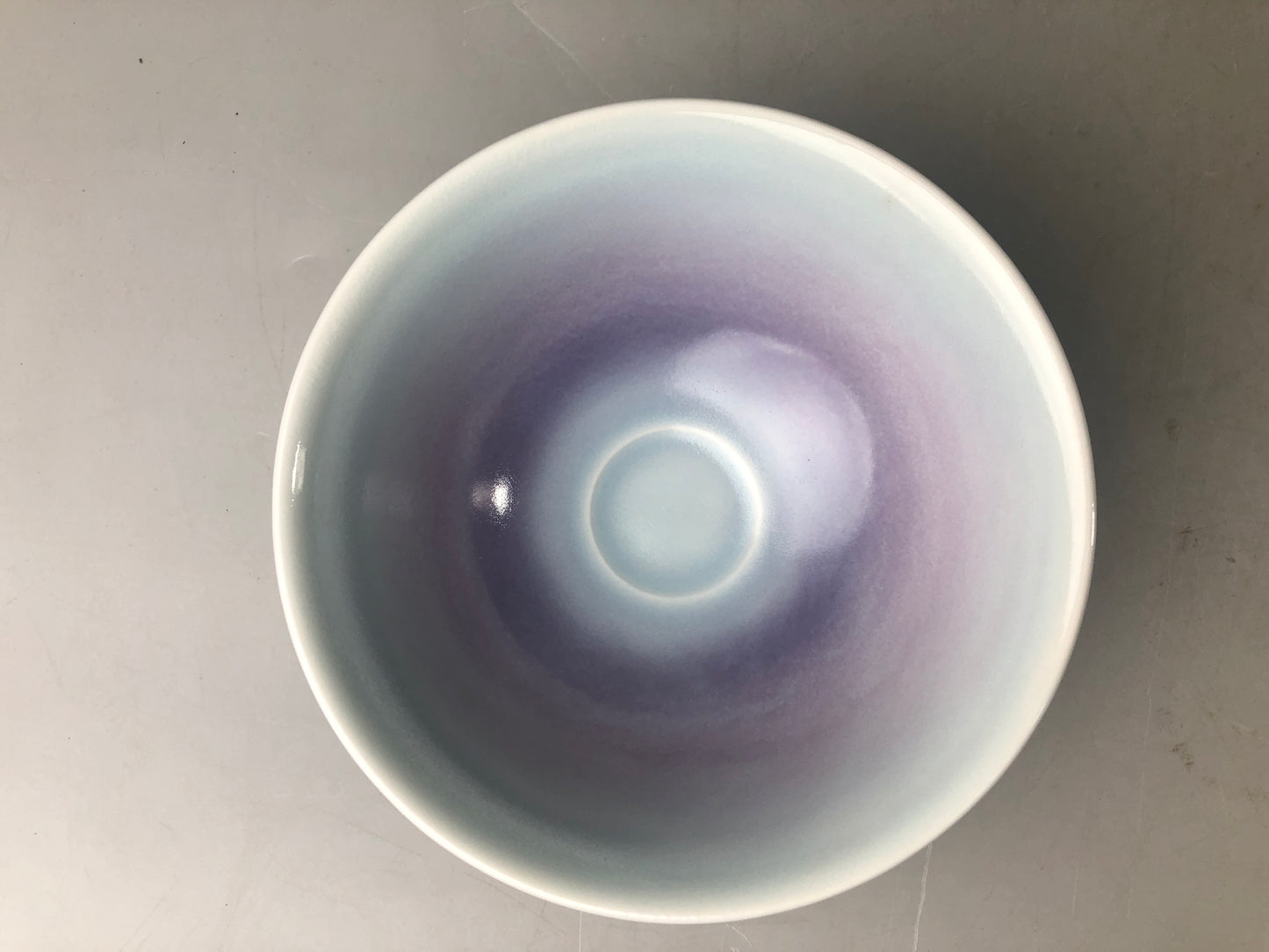 Y7427 CHAWAN Kyo-ware flat bowl signed box Japan antique tea ceremony pottery