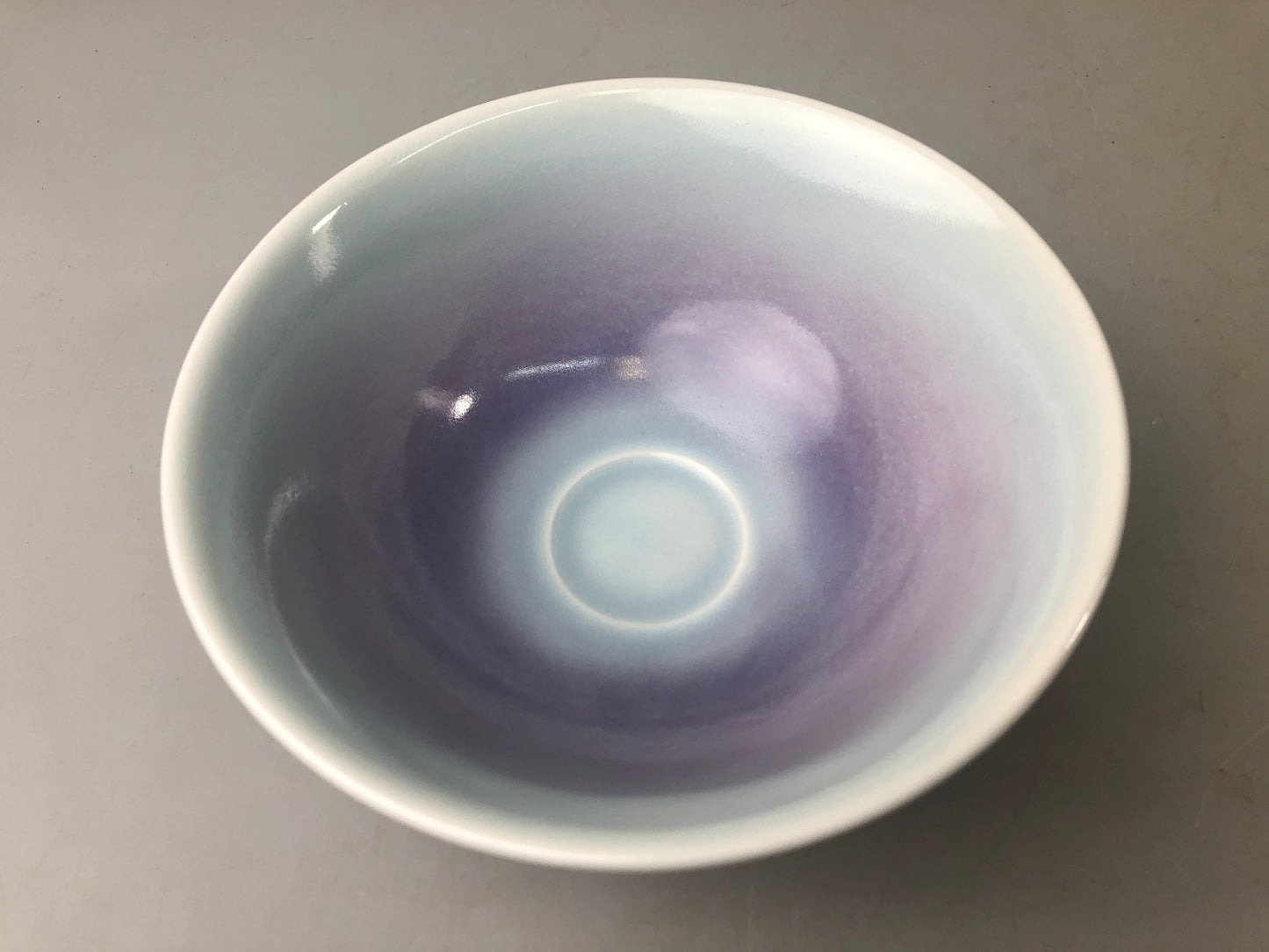 Y7427 CHAWAN Kyo-ware flat bowl signed box Japan antique tea ceremony pottery