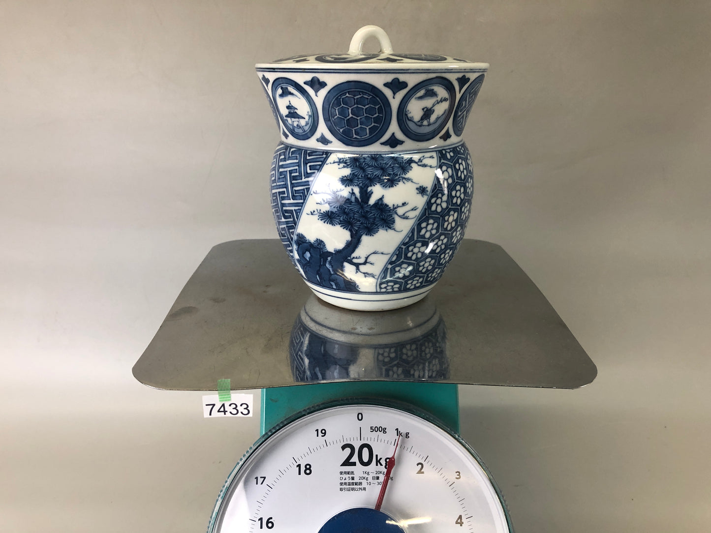 Y7433 MIZUSASHI Kyo-ware water pot underglaze blue Japan Tea Ceremony container