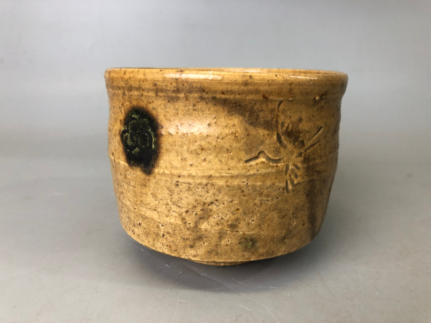 Y7462 CHAWAN Kiseto-ware bowl signed box cloud crane Japan antique tea ceremony