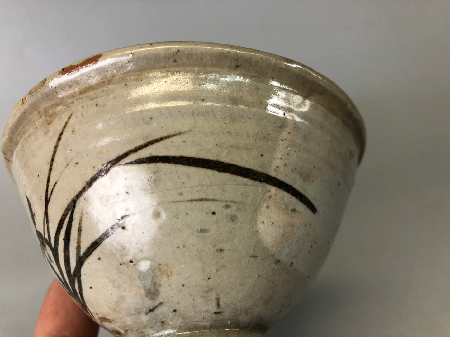 Y7472 CHAWAN Banko-ware bowl signed box Japan antique tea ceremony pottery cup