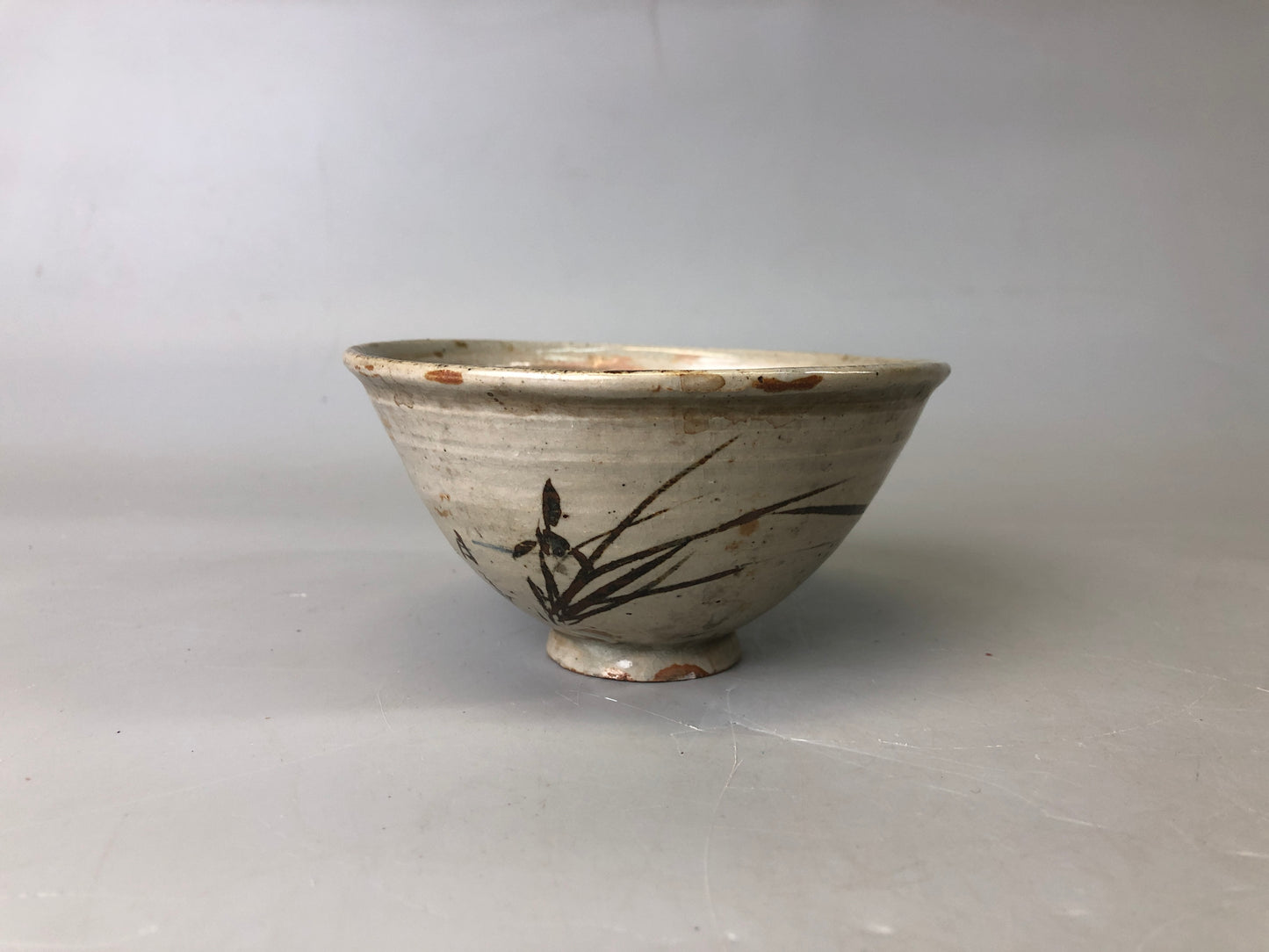 Y7472 CHAWAN Banko-ware bowl signed box Japan antique tea ceremony pottery cup