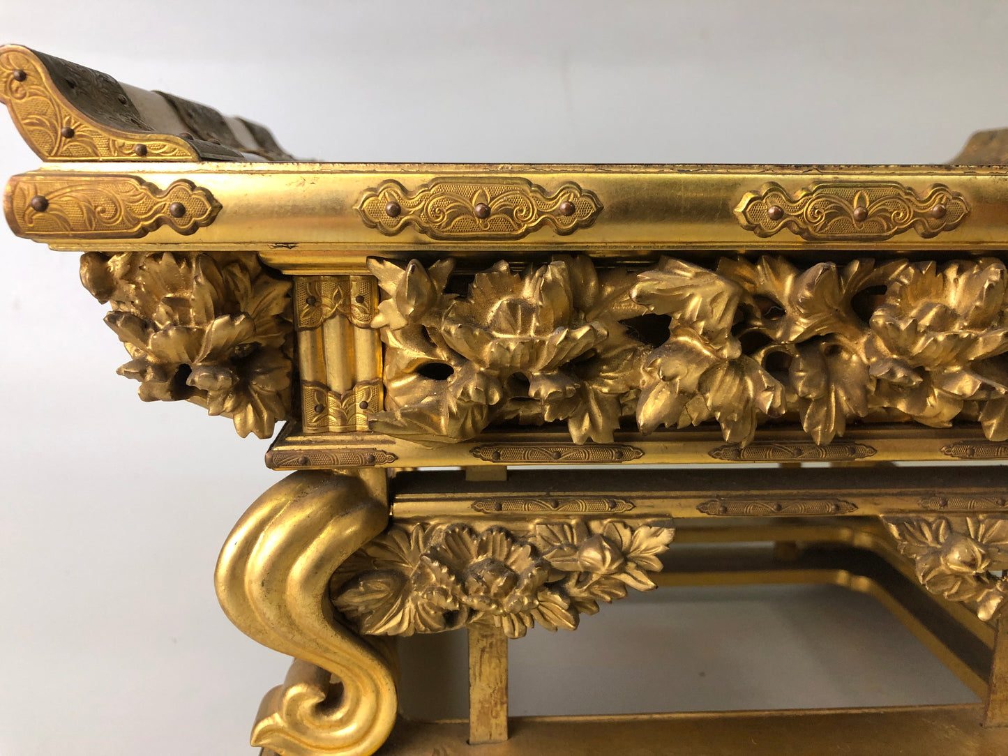 Y7476 Buddhist Altar Equipment sutra reading desk Cabriole legs Japan antique