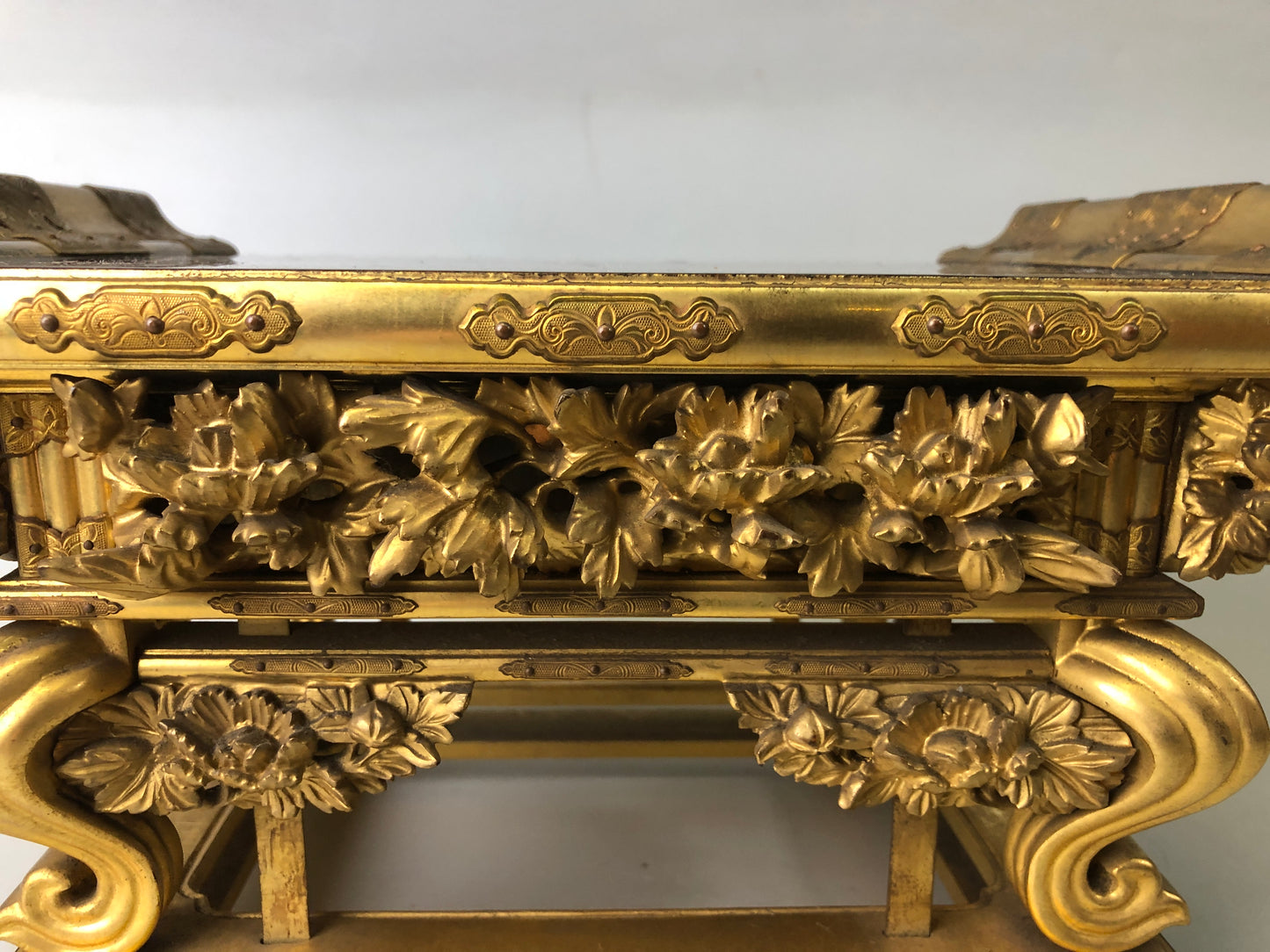 Y7476 Buddhist Altar Equipment sutra reading desk Cabriole legs Japan antique