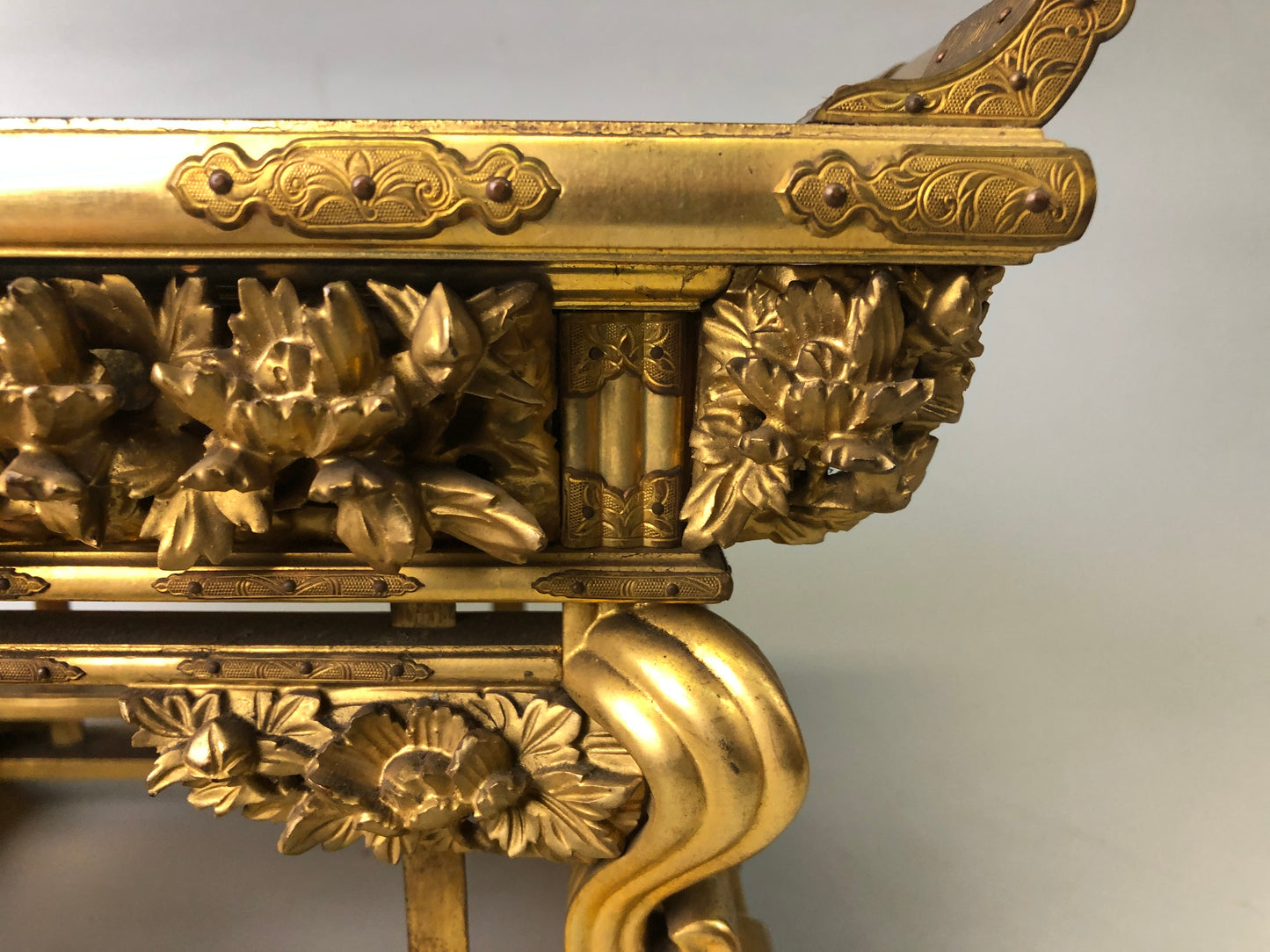 Y7476 Buddhist Altar Equipment sutra reading desk Cabriole legs Japan antique