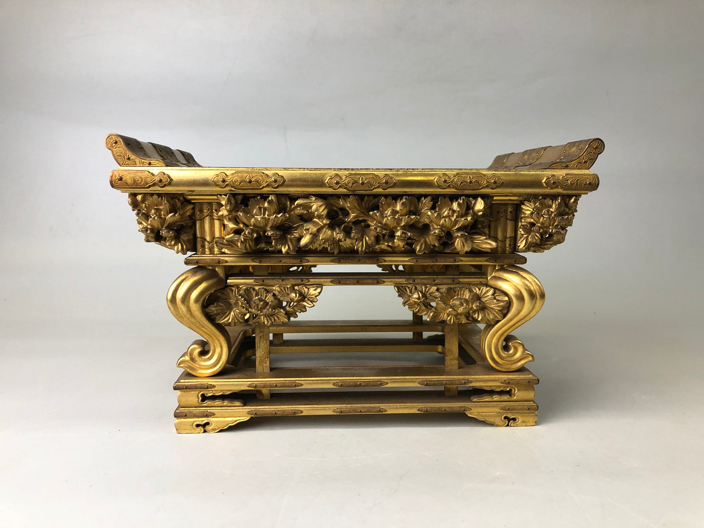 Y7476 Buddhist Altar Equipment sutra reading desk Cabriole legs Japan antique