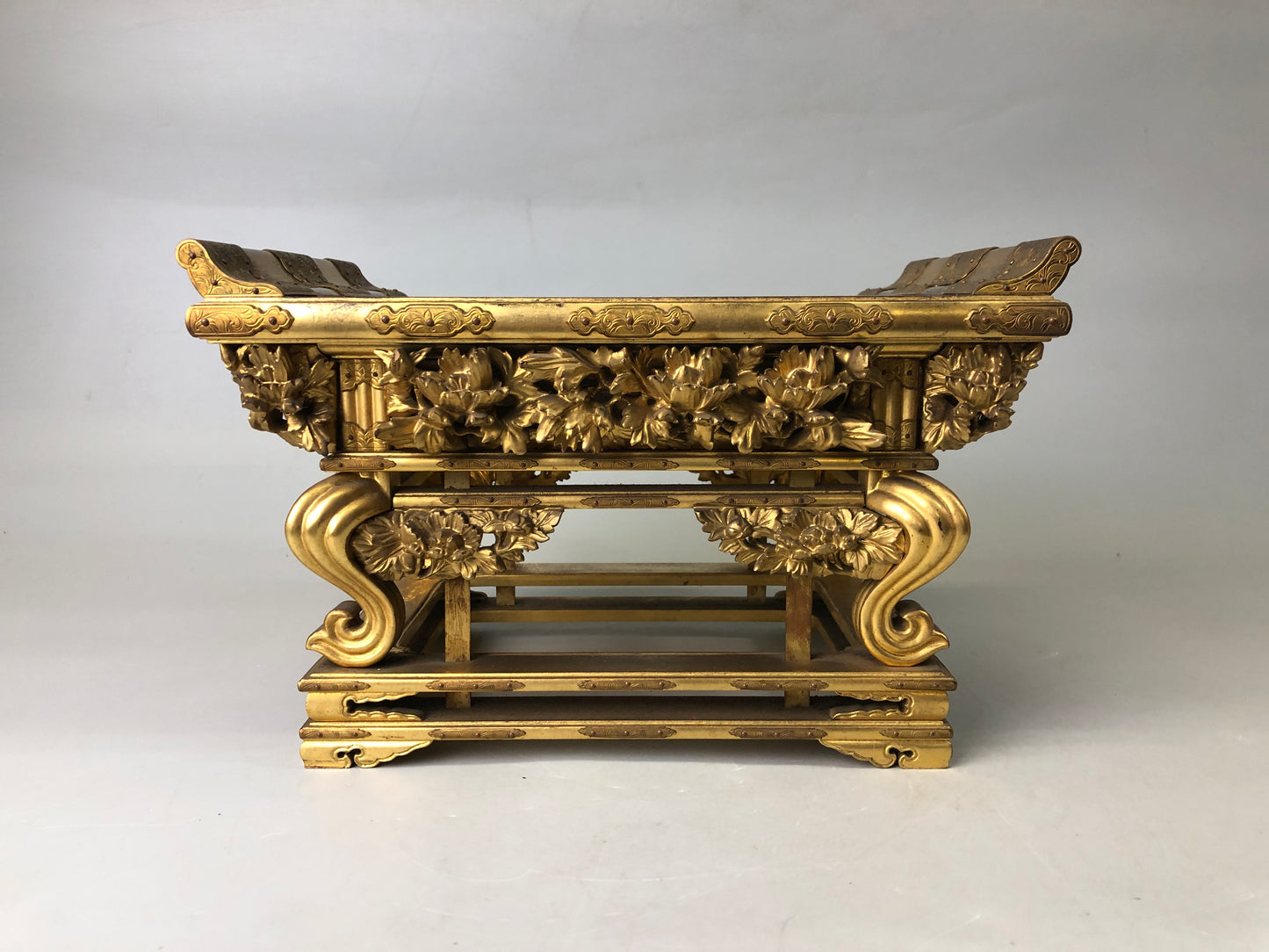 Y7476 Buddhist Altar Equipment sutra reading desk Cabriole legs Japan antique