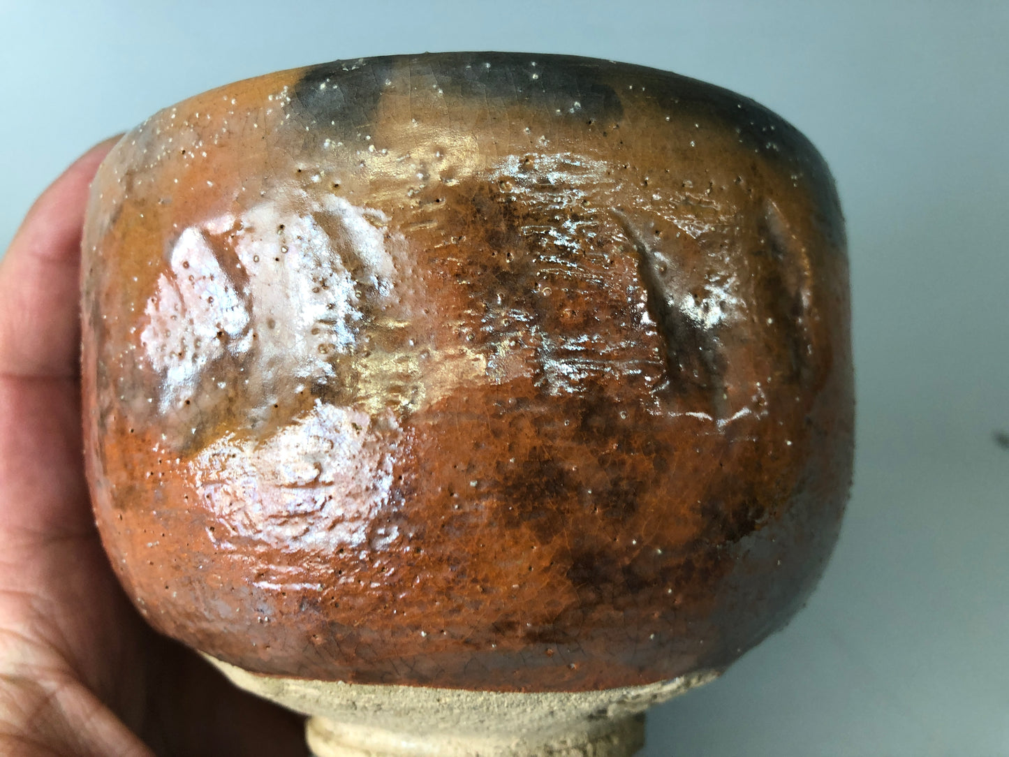 Y7477 CHAWAN Raku-ware red bowl signed box Kanji Japan antique tea ceremony cup