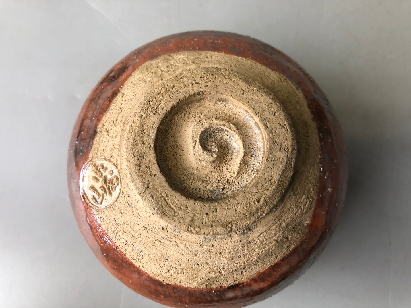 Y7477 CHAWAN Raku-ware red bowl signed box Kanji Japan antique tea ceremony cup