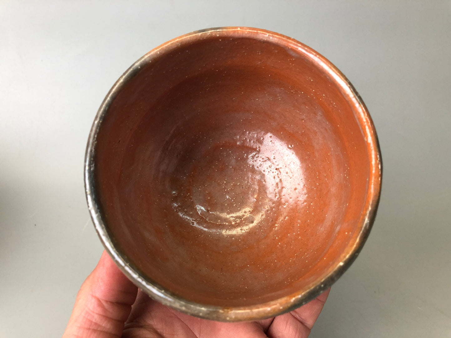 Y7477 CHAWAN Raku-ware red bowl signed box Kanji Japan antique tea ceremony cup