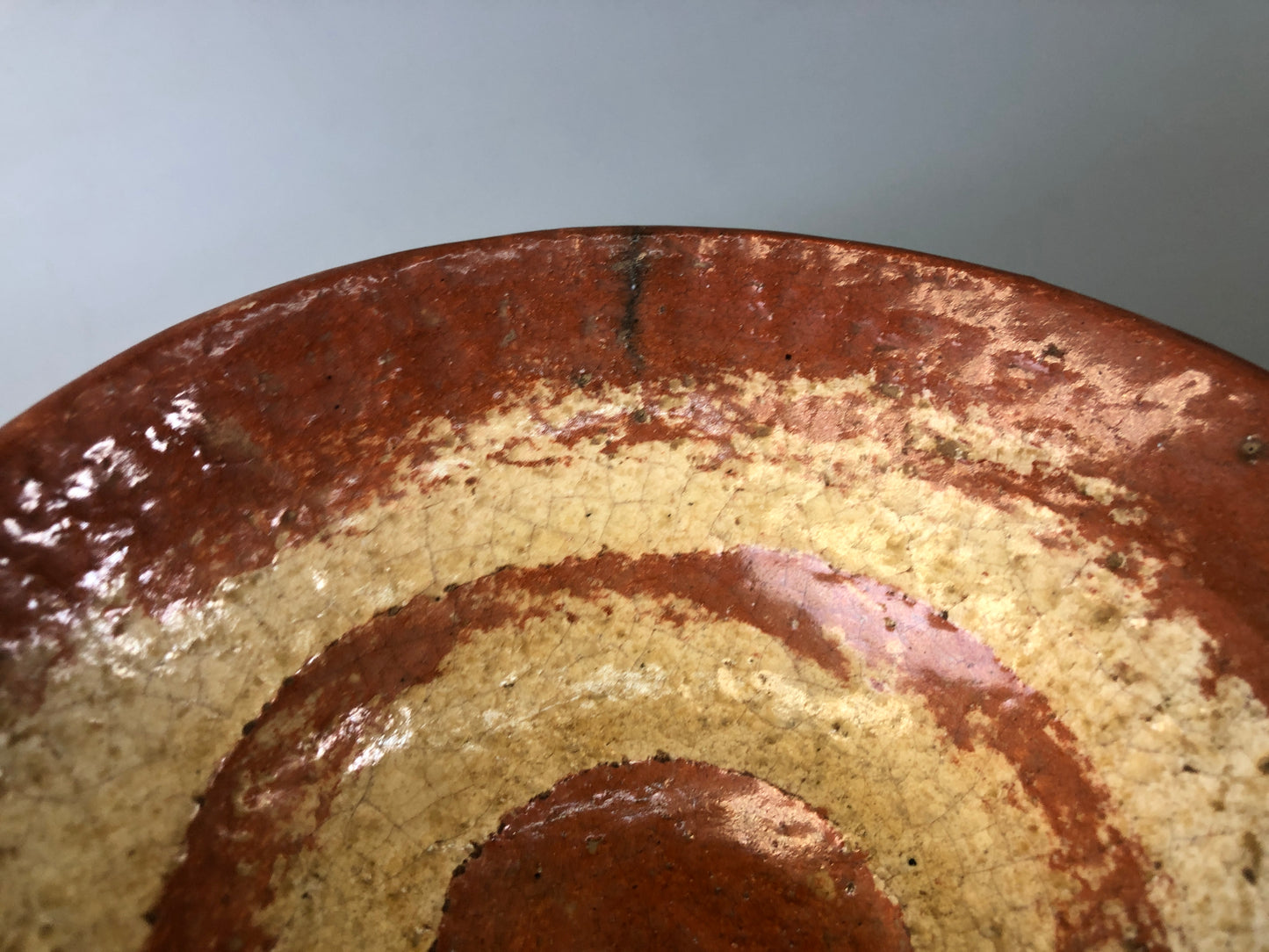 Y7480 CHAWAN Raku-ware red bowl round pattern signed Japan antique tea ceremony
