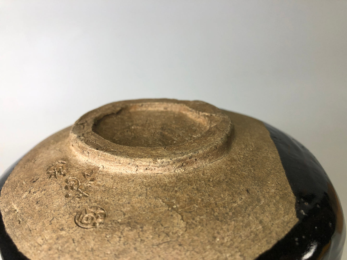 Y7482 CHAWAN Seto-ware black bowl signed box Japan antique tea ceremony pottery