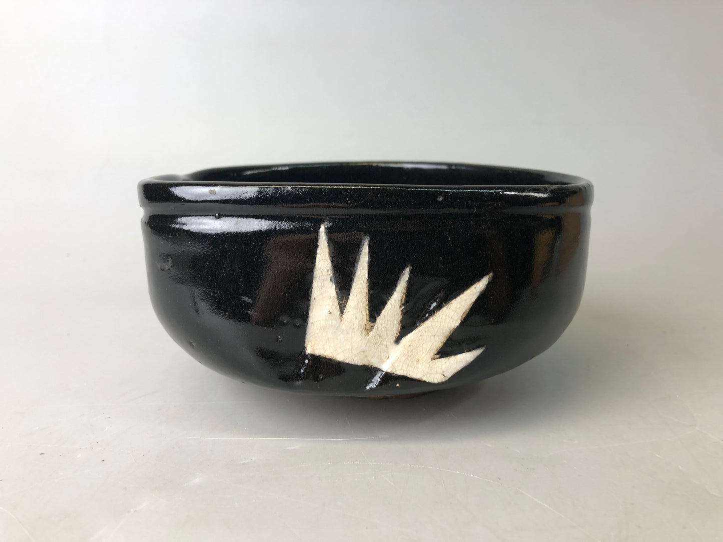 Y7482 CHAWAN Seto-ware black bowl signed box Japan antique tea ceremony pottery