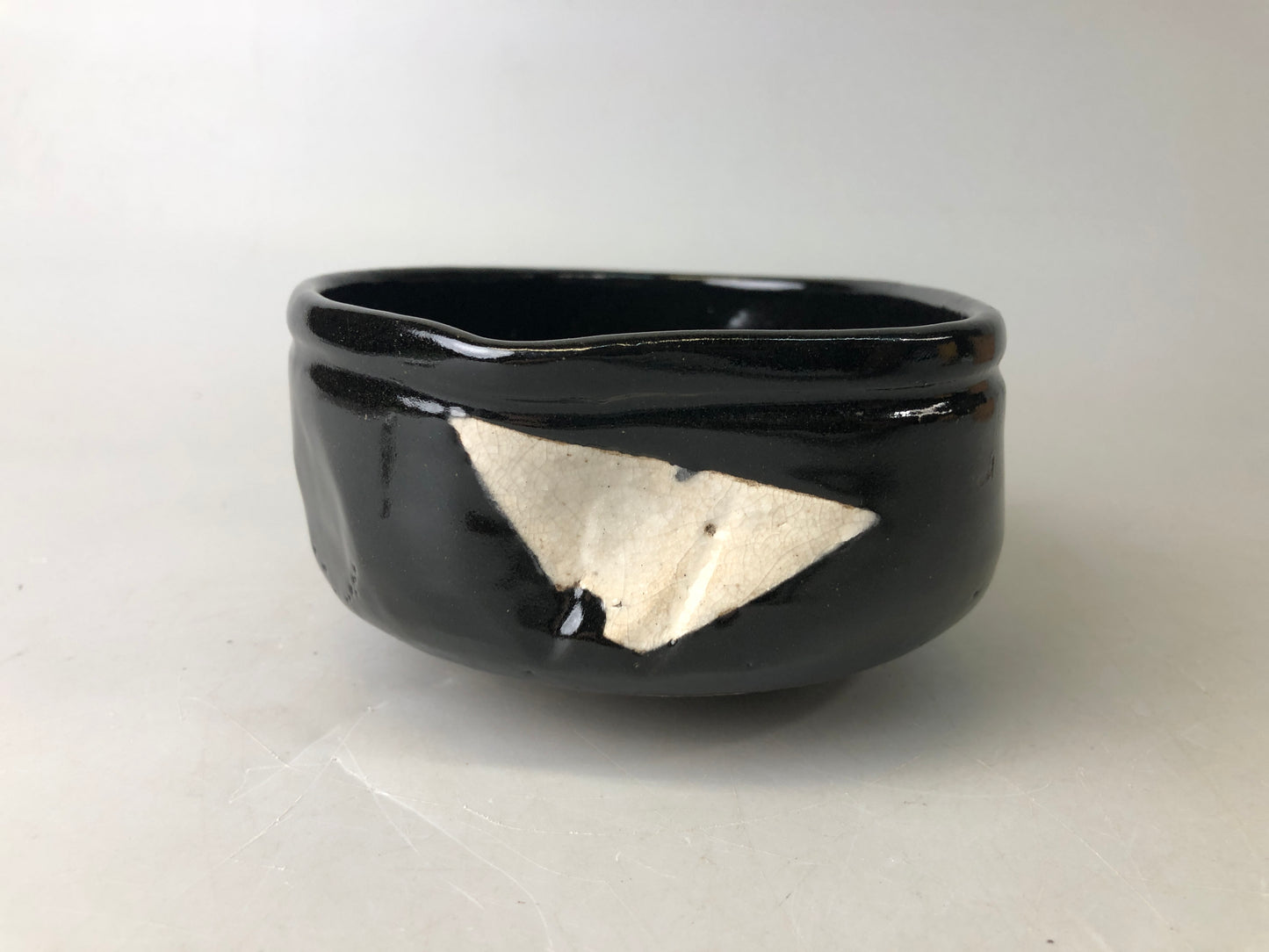 Y7482 CHAWAN Seto-ware black bowl signed box Japan antique tea ceremony pottery