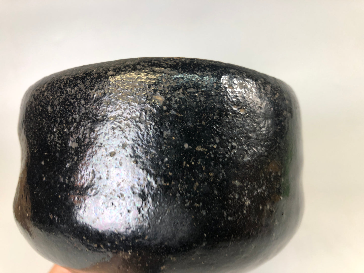 Y7493 CHAWAN Raku-ware black bowl signed box Japan antique tea ceremony pottery