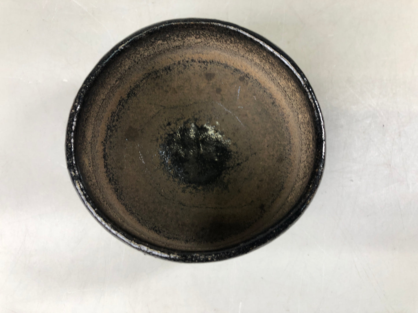 Y7493 CHAWAN Raku-ware black bowl signed box Japan antique tea ceremony pottery