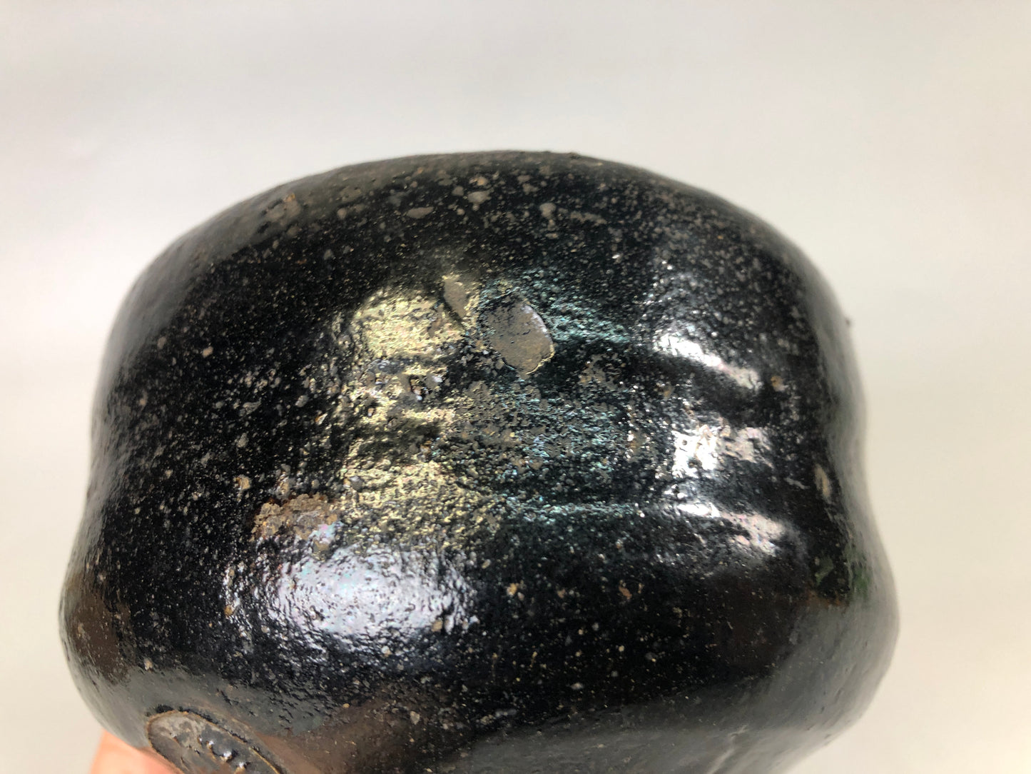 Y7493 CHAWAN Raku-ware black bowl signed box Japan antique tea ceremony pottery