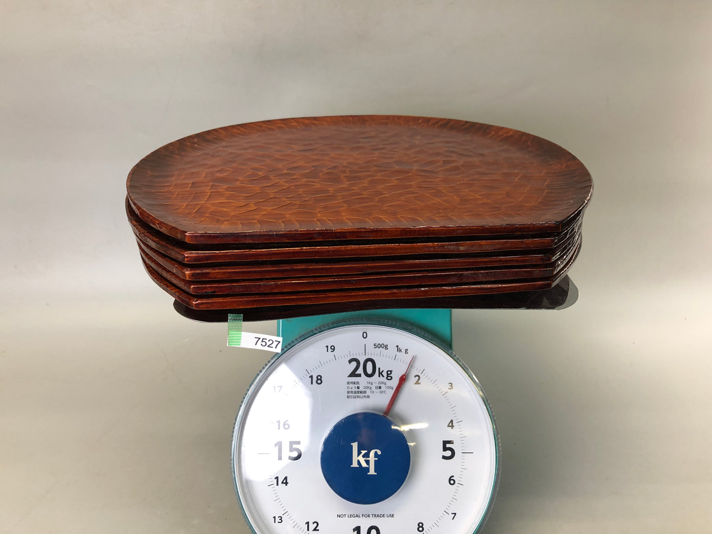 Y7527 TRAY Sanuki carving half moon obon ozen set of 5 Japan antique tableware