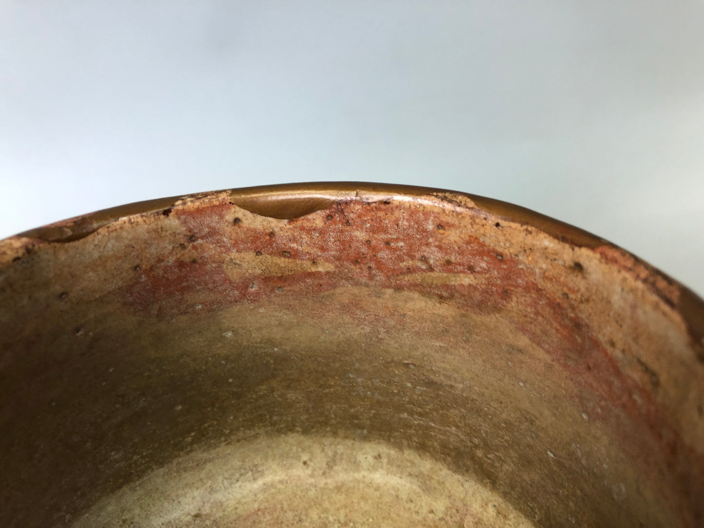 Y7529 CHAWAN Raku-ware red tube signed box kintsugi Japan antique tea ceremony