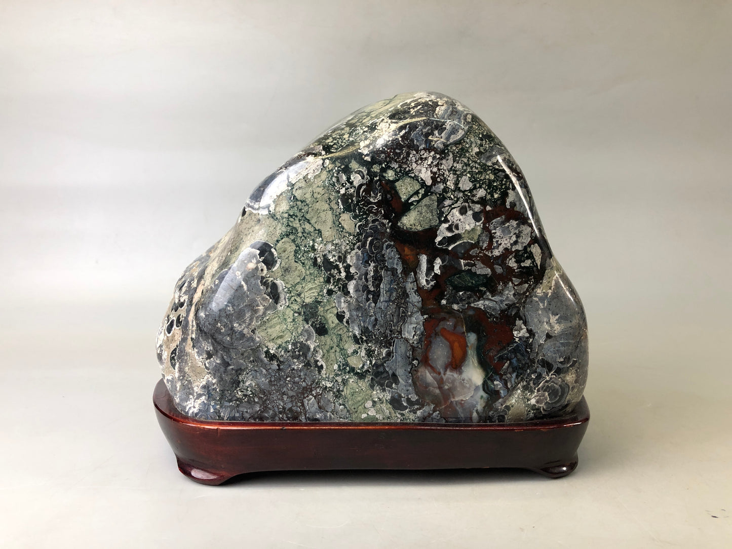 Y7531 OKIMONO Suiseki viewing stone wooden stand Japan antique interior decor