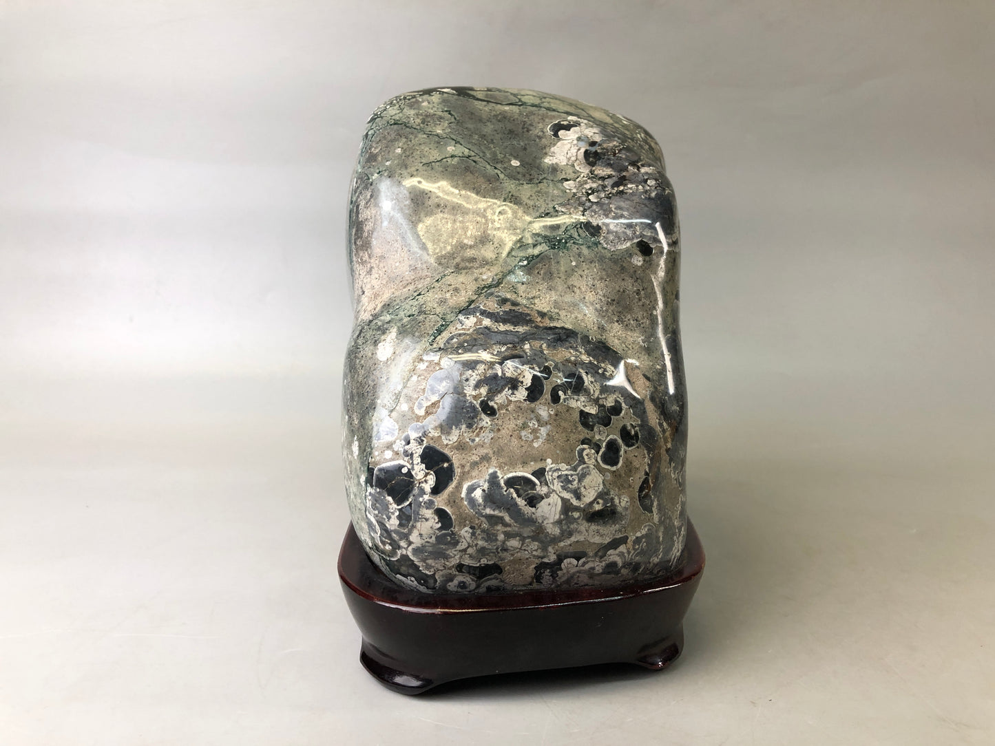 Y7531 OKIMONO Suiseki viewing stone wooden stand Japan antique interior decor