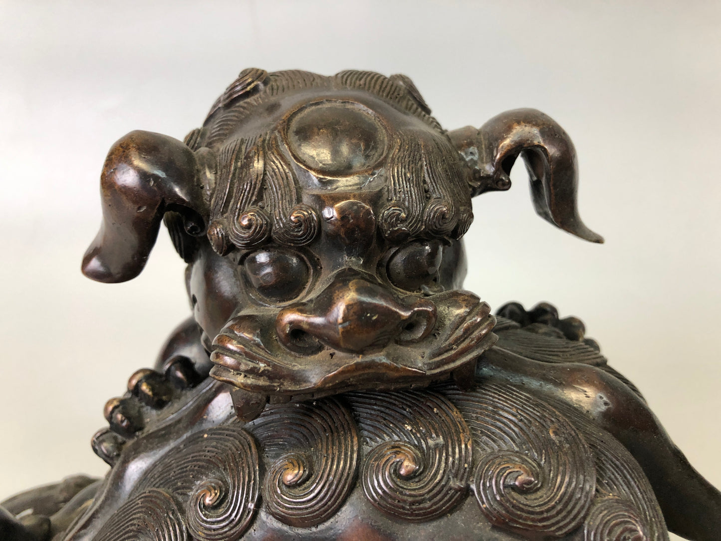 Y7536 KOURO Old copper lion Japan antique Incense Burner fragrance aromatherapy