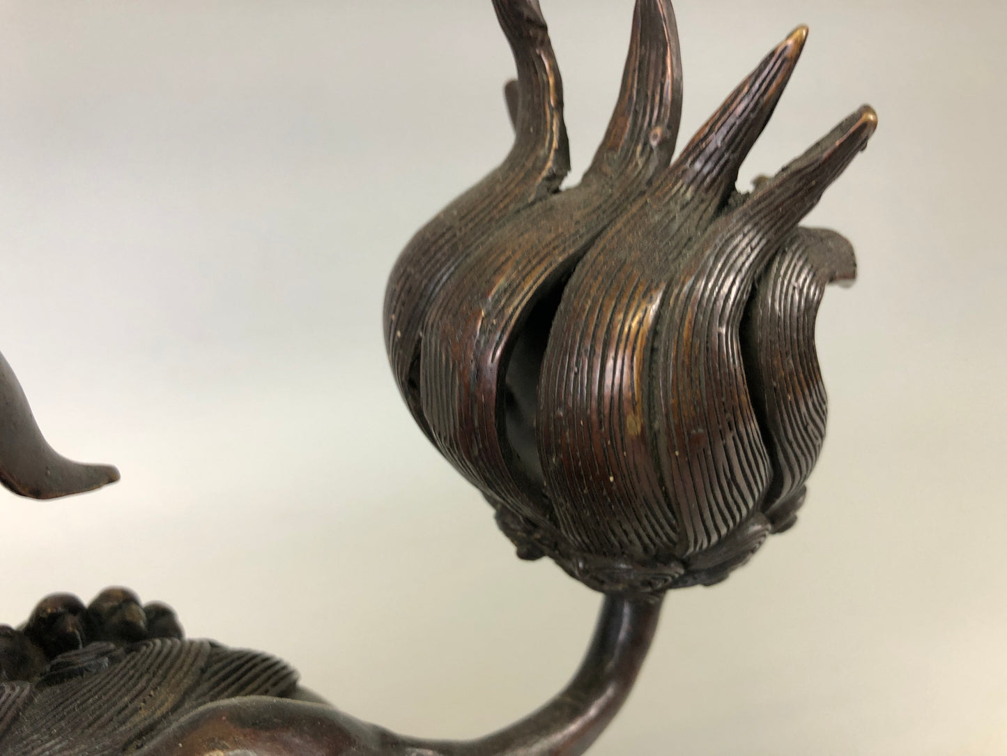 Y7536 KOURO Old copper lion Japan antique Incense Burner fragrance aromatherapy