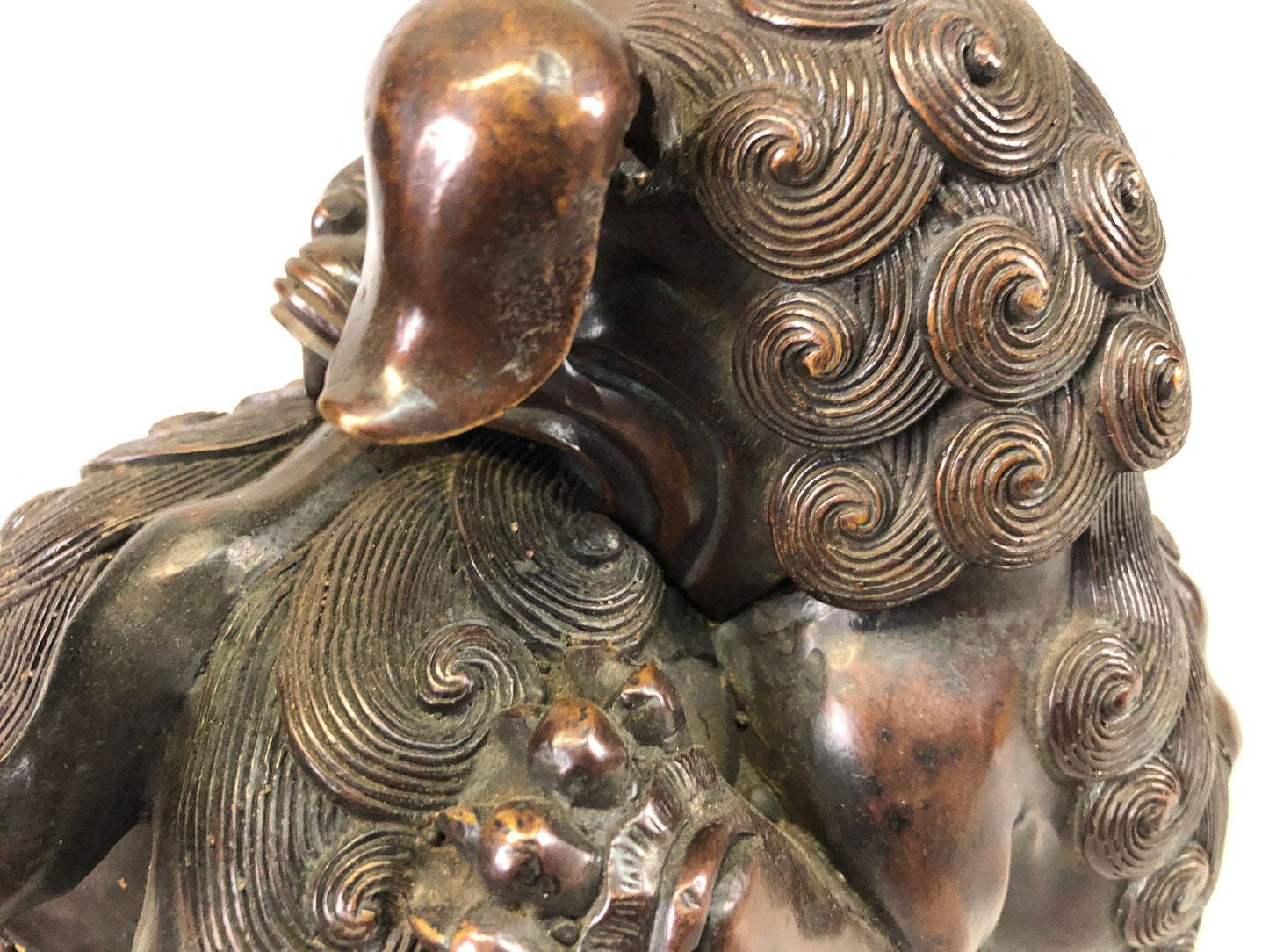 Y7536 KOURO Old copper lion Japan antique Incense Burner fragrance aromatherapy