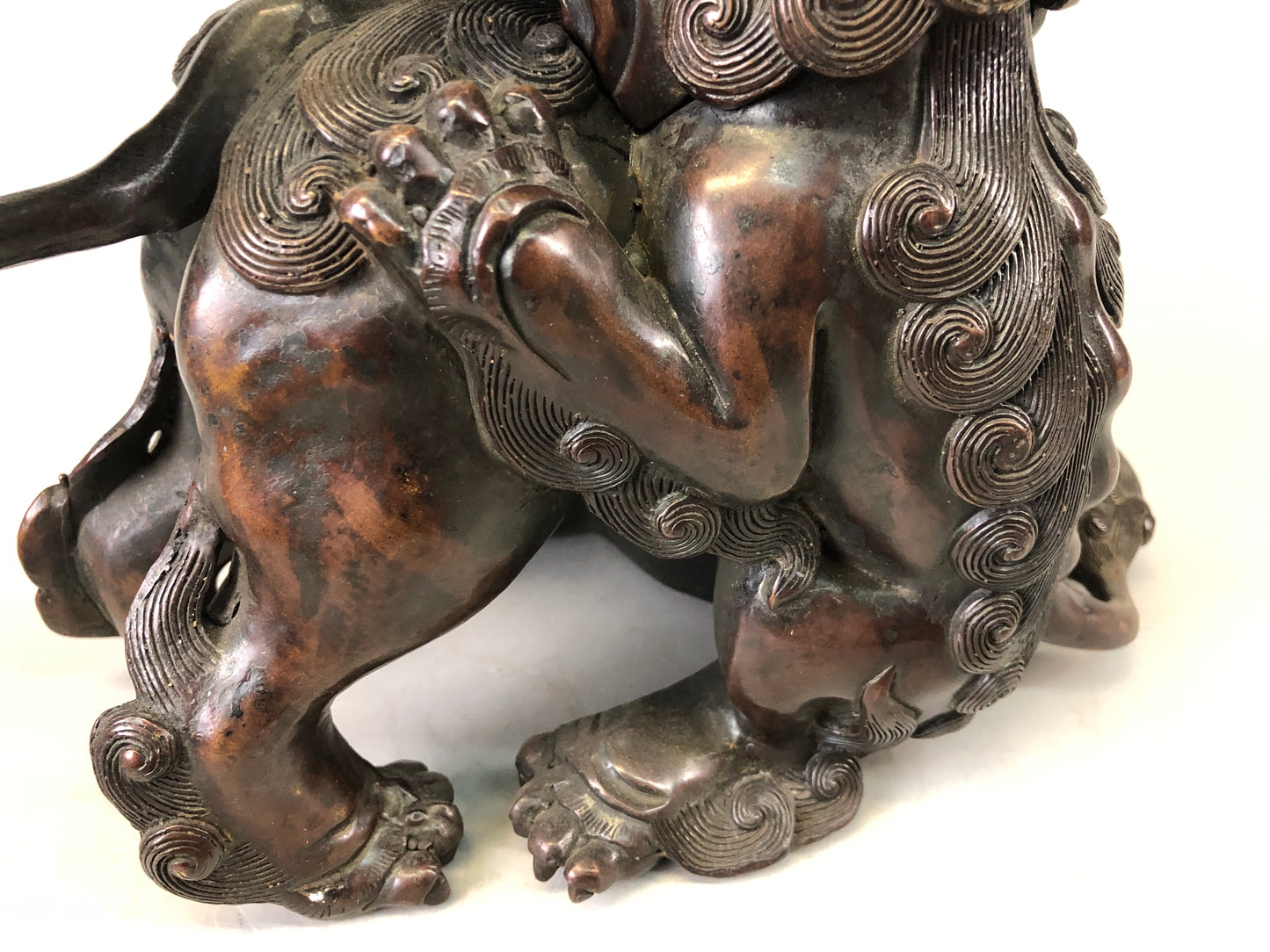 Y7536 KOURO Old copper lion Japan antique Incense Burner fragrance aromatherapy
