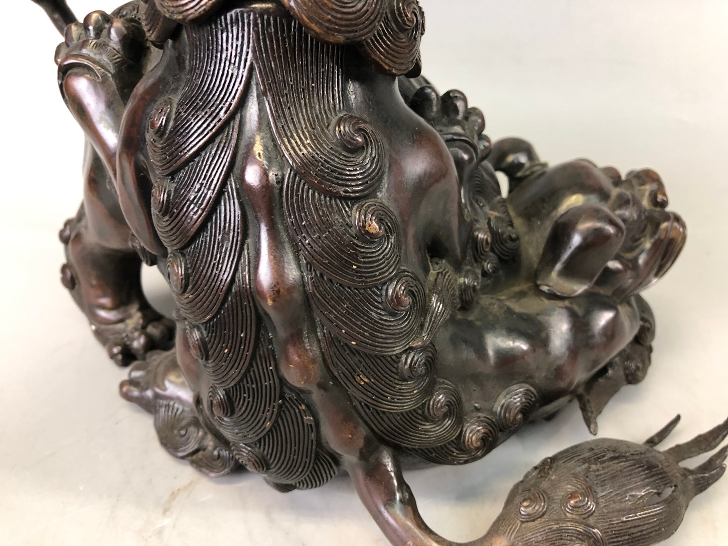 Y7536 KOURO Old copper lion Japan antique Incense Burner fragrance aromatherapy